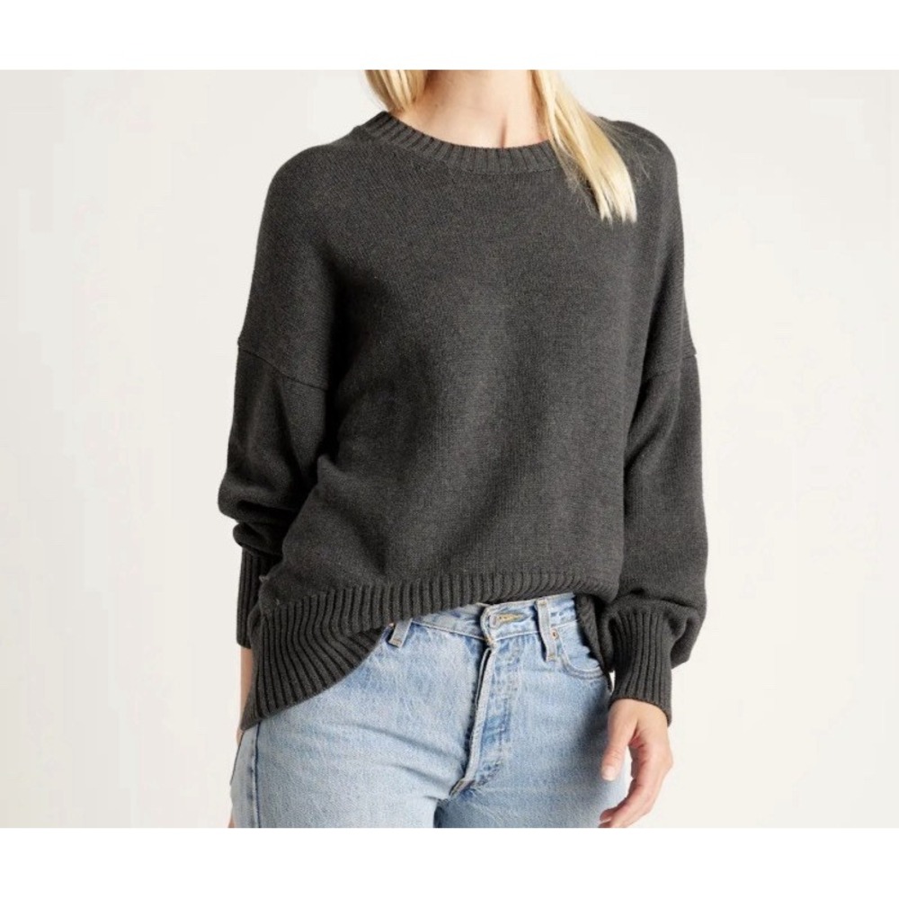 Quince Women's 100% Organic Cotton Boyfriend Crew Sweater Pullover Sz XL Gray